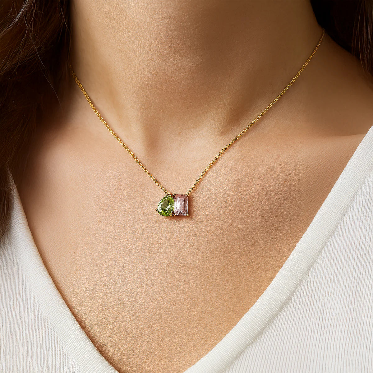 Bi-stone pendant necklace
