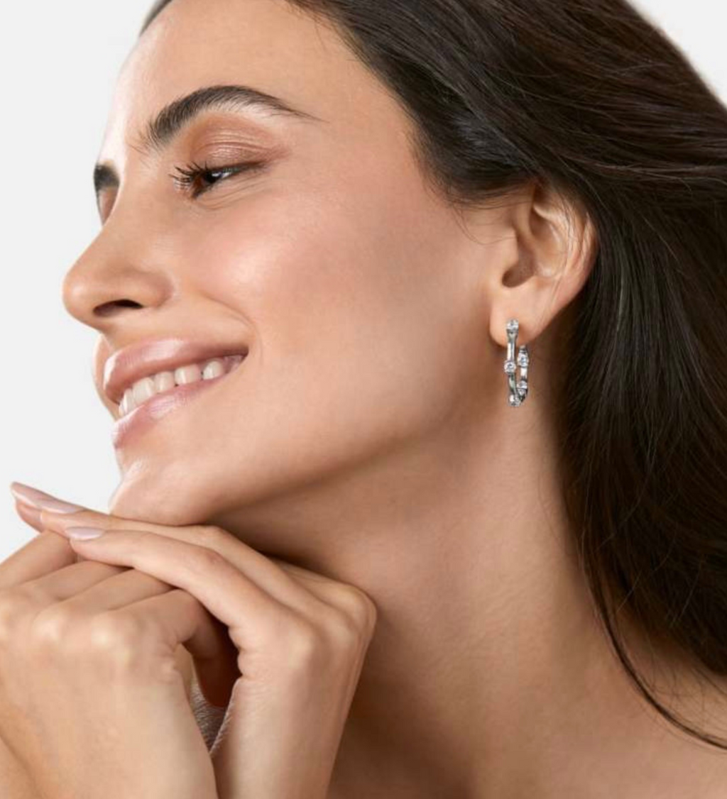 Silver Crystal Hoops